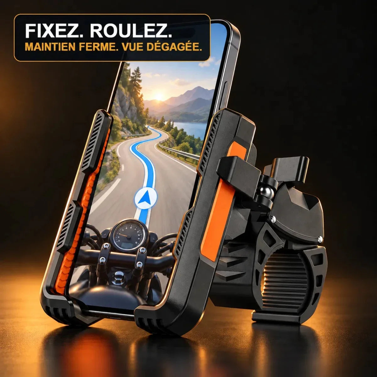 Support téléphone moto Velapt Cap, maintien ferme et vue dégagée
