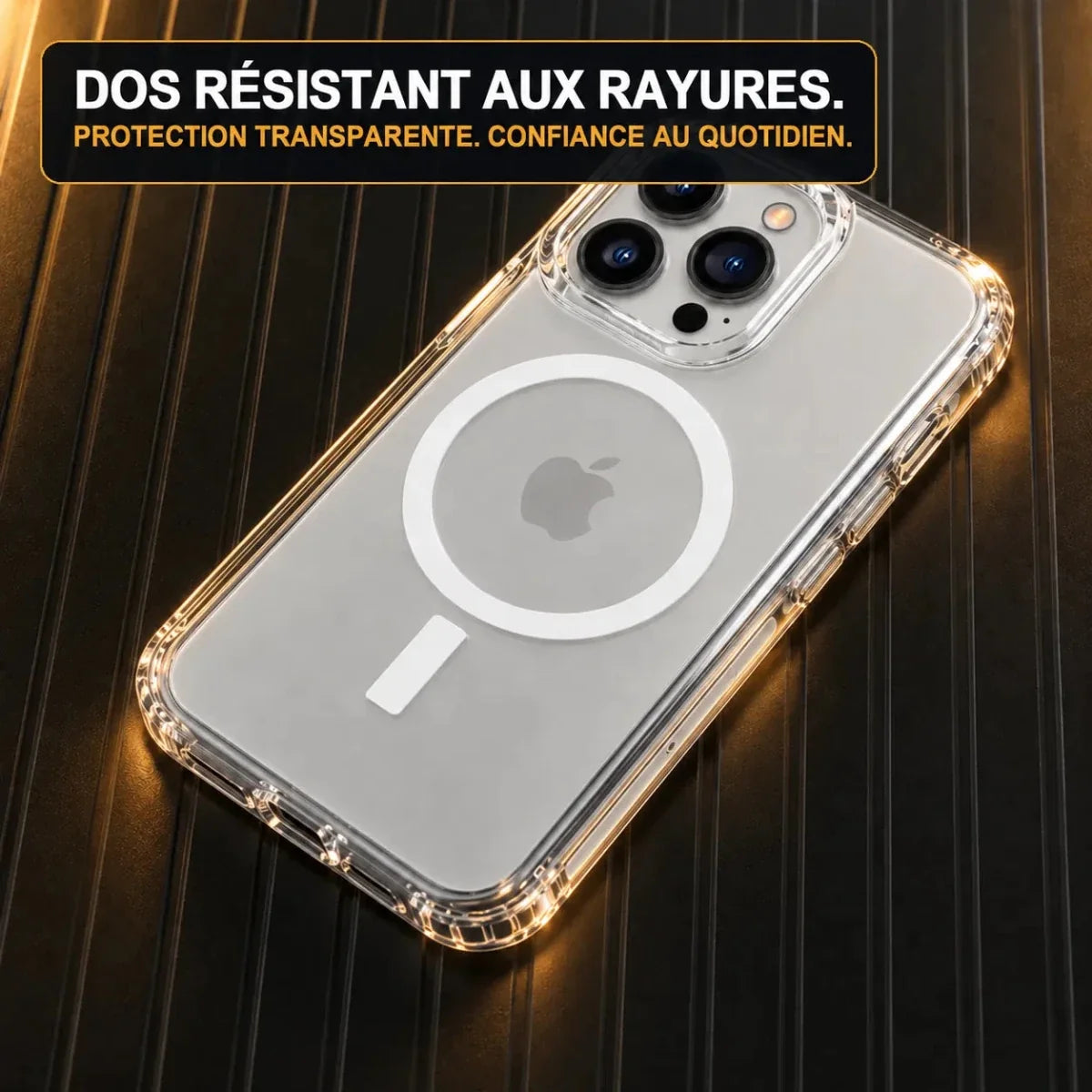 Coque iPhone transparente Velapt Vernis, dos résistant aux rayures