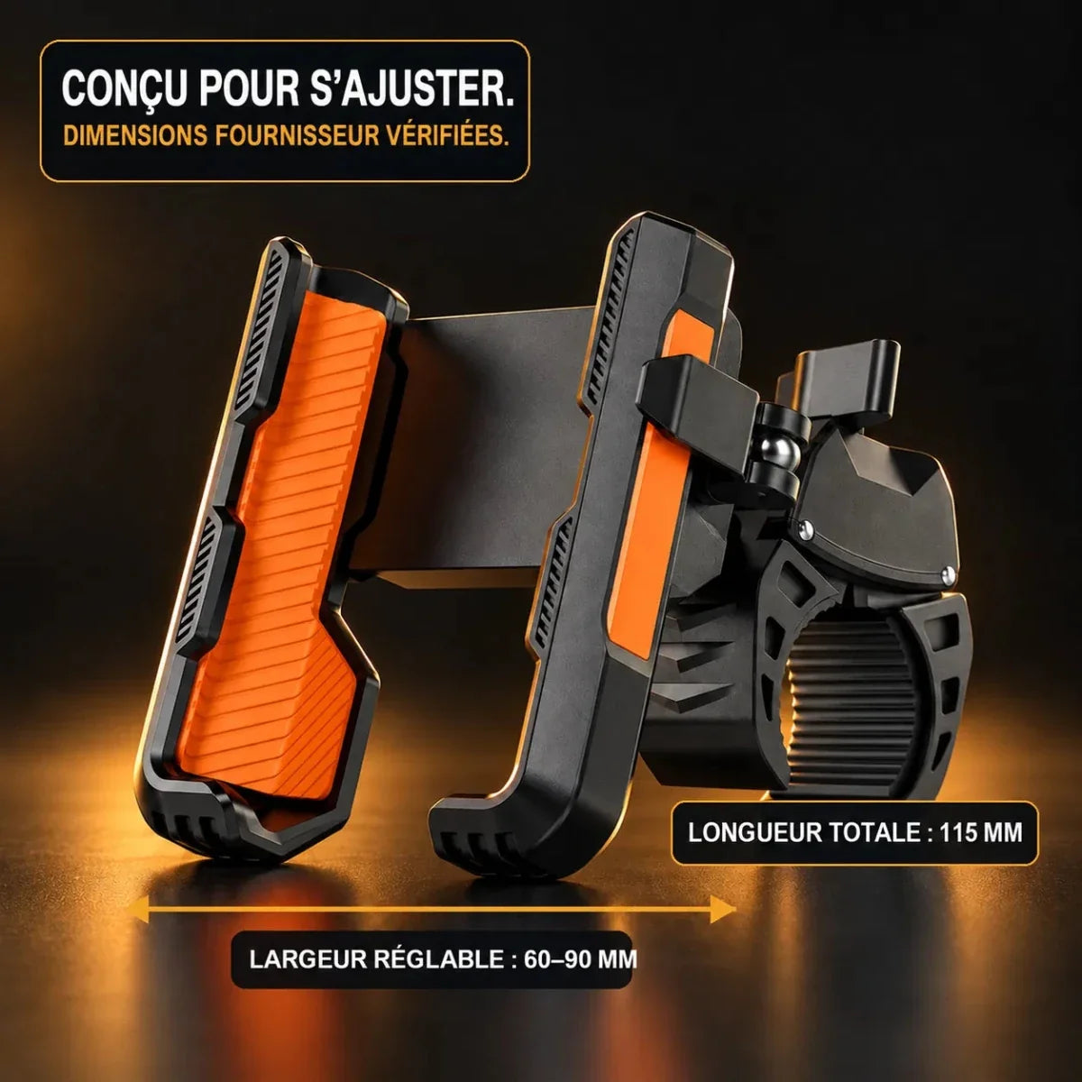 Support téléphone moto Velapt Cap, largeur réglable de 60 à 90 mm