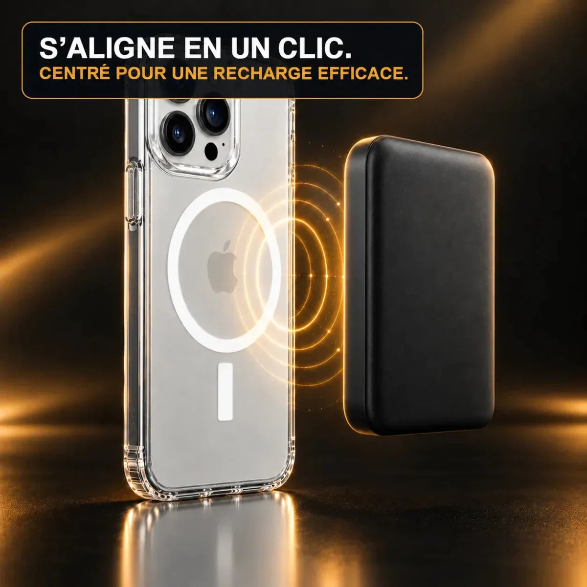 Coque iPhone transparente Velapt Vernis, s'aligne en un clic sur le chargeur MagSafe