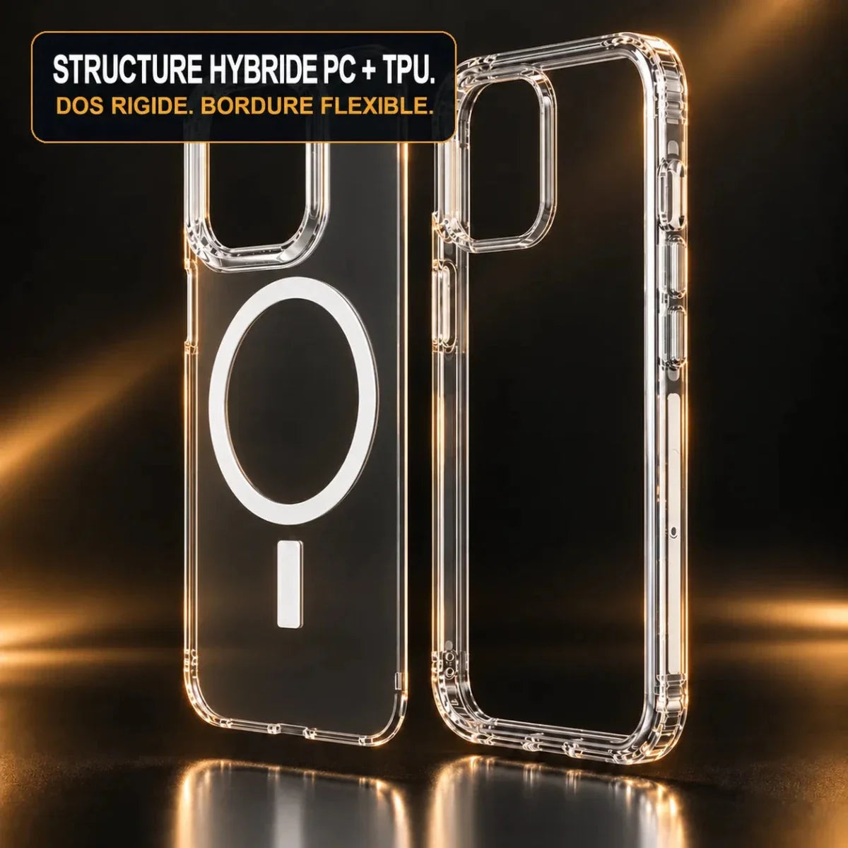 Coque iPhone transparente Velapt Vernis, cadre souple en TPU