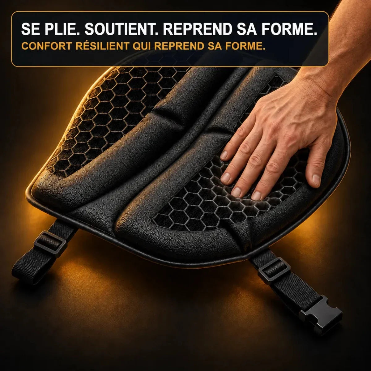 Coussin de selle moto Velapt Grand Tour, se plie, soutient et reprend sa forme
